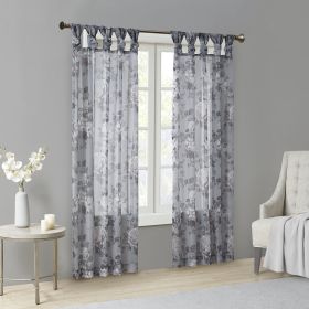 Printed Floral Twist Tab Top Voile Sheer Curtain(Only 1 Pc Panel)