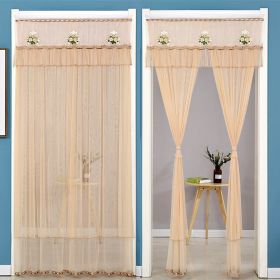 Double Yarn Lace Gauze Door Curtain Quiet Anti-mosquito Embroidered Living Room Bedroom Bathroom Universal Partition Home Decor (Color: 01 Coffee, size: 100x200cm)