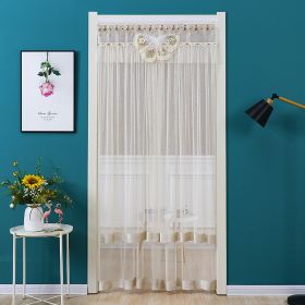 Double Yarn Lace Gauze Door Curtain Over The Door Anti-mosquito Living Room Bedroom Bathroom Universal Partition Home Decoration (Color: Beige, size: 100x200cm)