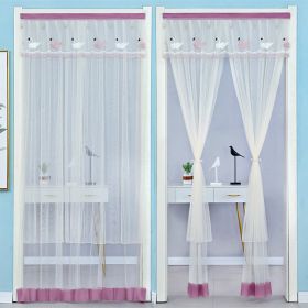 Double Yarn Lace Gauze Door Curtain Quiet Anti-mosquito Embroidered Living Room Bedroom Bathroom Universal Partition Home Decor (Color: Purple Beige yarn, size: 100x200cm)