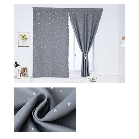 Solid Color Star Curtain White Tulle Hook&Loop No Punching Easy To Install Bedroom Girls Kids Adult Shading Simple Self-adhesive (Color: 03 Grey silver stars, size: W 1.5m x H 2.0m(single opening))