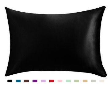 Pillowcase Satin Solid Color Simulation Silk Single Pillowcase Ice Silk Pillowcase (SizeFormat-Quantity: 20X36inches-1PC, Flower Pattern: black)