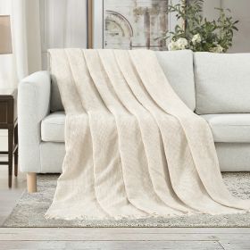 VERAMUSE 100% Cotton Blanket for Bed Weave Waffle Breathable Thin Blankets for Summer (Color: White, size: 90" x 90")