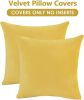 Krifey Throw Pillow Covers Velvet Decorative Square Pillowcase Soft Cushion Case for Summer Couch Bedroom 18x18 Inch Lemon Yellow, Pack of 2